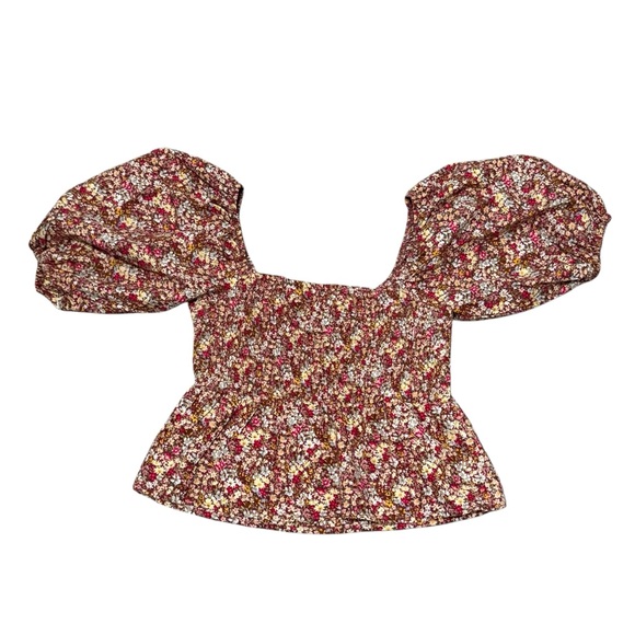 Sim & Sam Cropped Floral Halter Women Size Medium Balloon Sleeve Top NWT - Picture 2 of 9